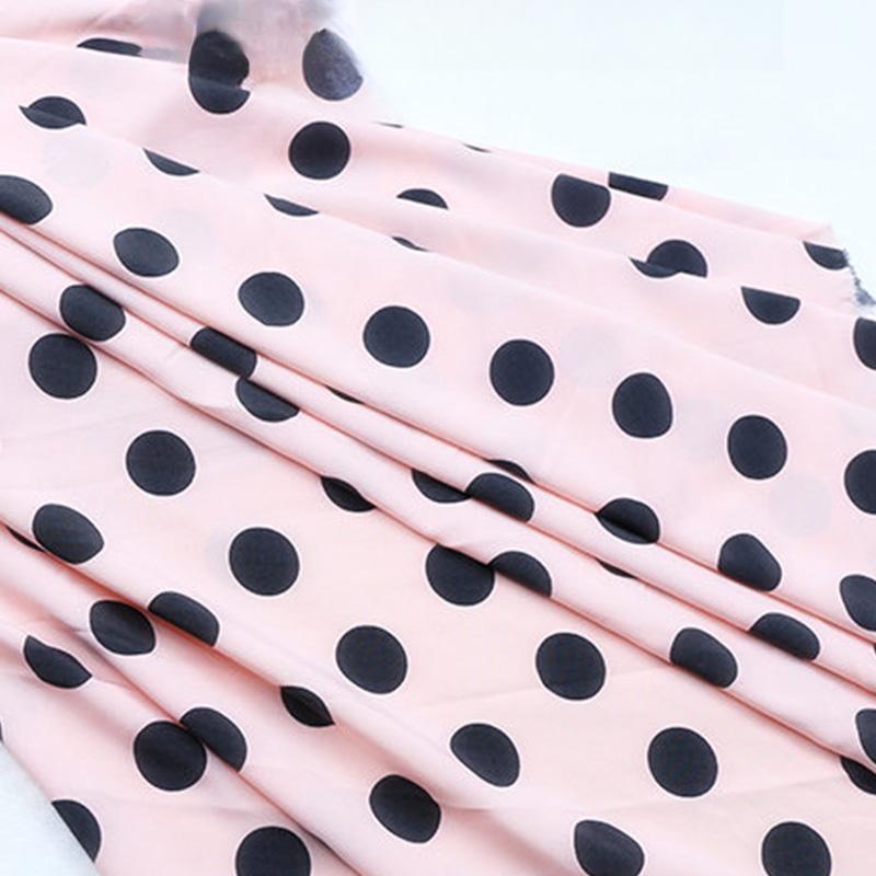 Multi-Color Polka Dot Stripe Printed Elastic Chiffon Drape Fabric for Handmade Sewing Tops Clothes Skirts Dresses Blouse Cloth