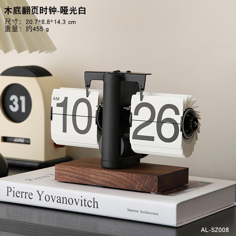 Retro Luxury Flip Desk Clock Mechanical Table Timepiece Creative Digital Display for Living Room Decorative Mantel Clock
