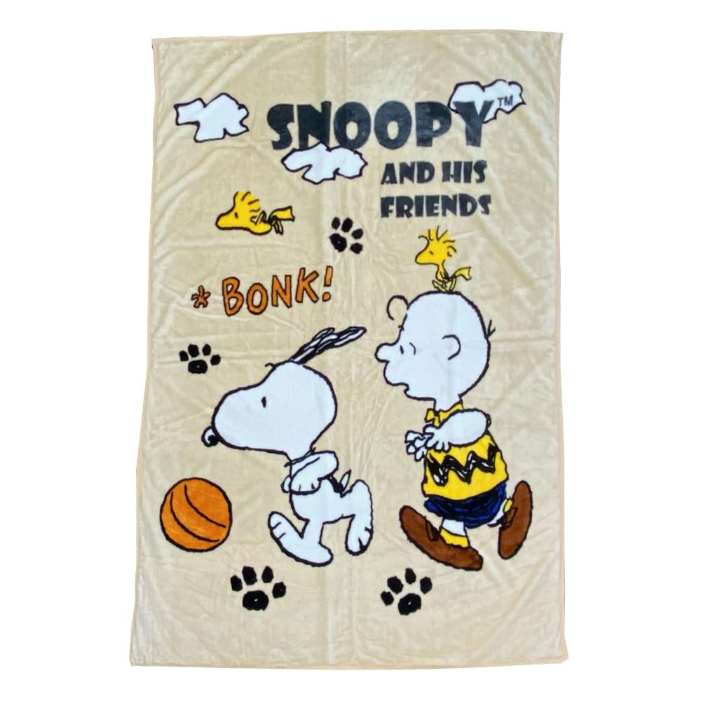 

Single Size Warm Character Soft and Comfortable Suitable for All Seasons [Sleeping Room] Blanket, 140x200cm, Flannel, Washable, (BK2159, Snoopy/Beige)