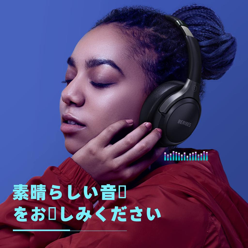 BERIBES Bluetooth 65 Hours 6 EQ Wireless Bluetooth Weighing Just Comfortable HIFI Stereo Headphones with Wired and Dual Headphones, Playtime, Modes,