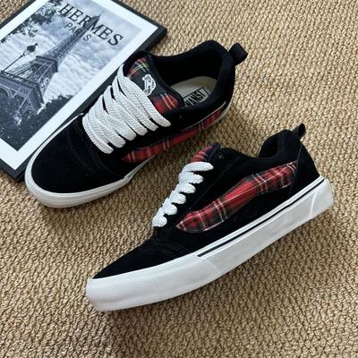 Knu Skool Black and White Purple Bread Shoes High-end Branch American Retro Contrasting Color Low-top Casual Board Shoes