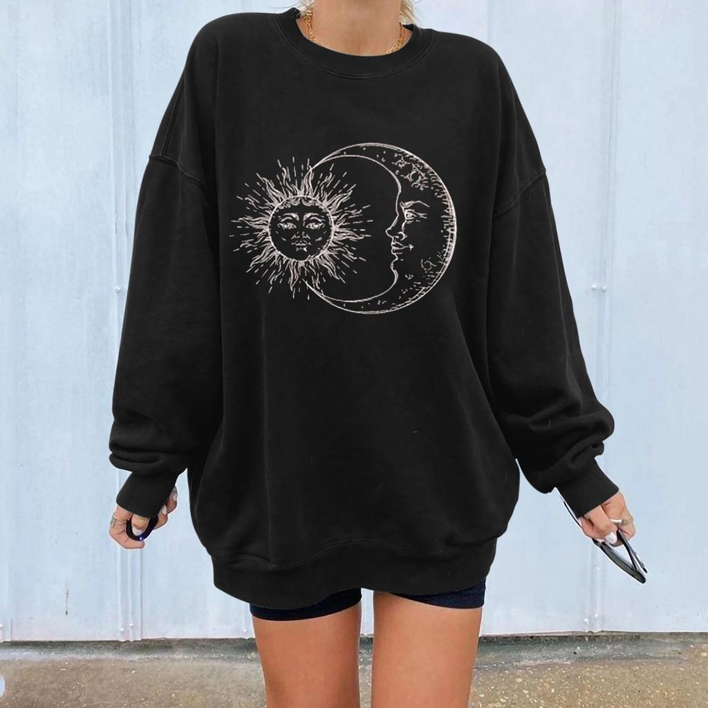 Women's Casual Sun  Printing Long Sleeve Sweatshirt Pullover Blouse Tops