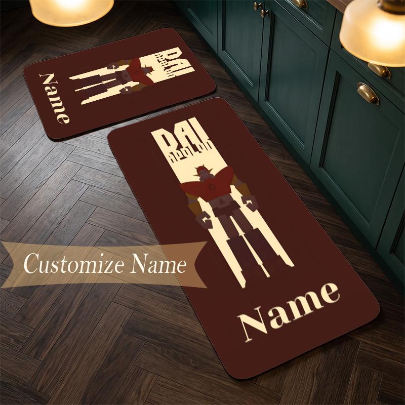 Mazinger (1) Customize Name Flannel Kitchen Mat Soft Non-Slip Kitchen Floor Runner Rug for Home Kitchen Decor