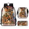 One Piece 15-Inch Mochila 3 PCS Lightweight Durable School Backpack With Crossbody Bag And Pencil Case For Boys Girls Ages 6-10