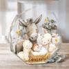Serene Nativity Scene Ornament - Jesus & Animals Design, with Golden Stars, Ideal for Christmas & Religious Decor, Perfect Gift for Family and Friend