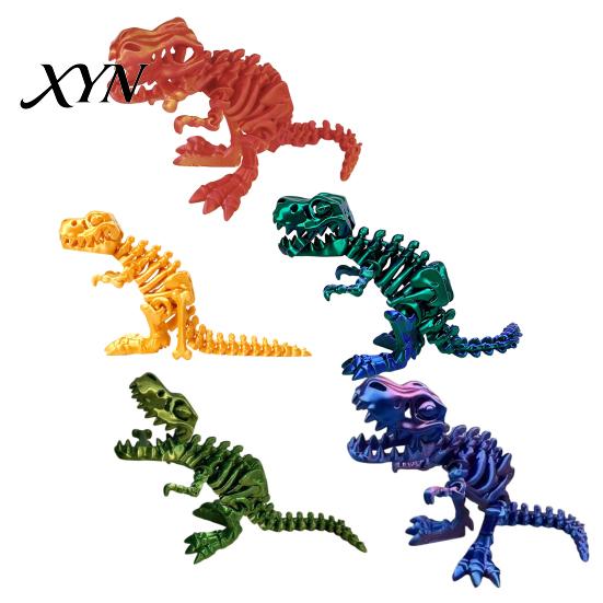 Tyrannosaurus Rex Model 3D Printed Dinosaur Figure, Movable Joints Smooth Opening Decoration, Figure Toy Gradient Metallic Texture Mini Bone
