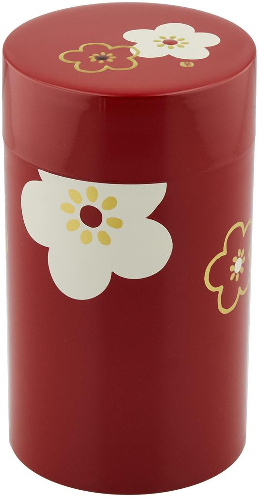 Tatsumiya Tea Floral Plum Floral Plum 56502 Caddy, Large, Pattern, Blossom, Vermilion, Large, Pattern, Blossom,