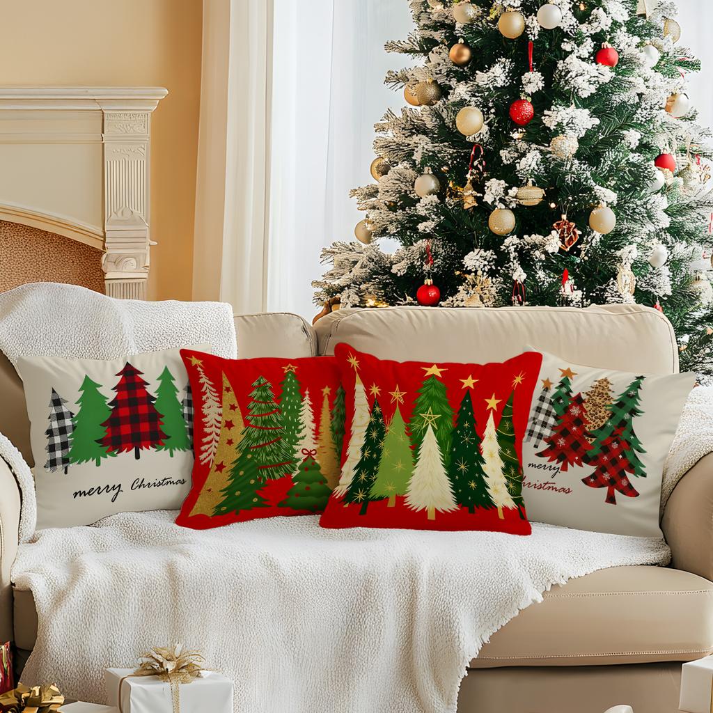 Christmas Tree Pillowcase Bedroom Sofa Cushion Cover 100% Polyester Living Room Soft Cushion Pillowcase Home Decor