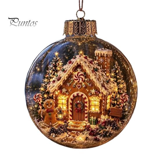 Sfere di Plastica Antirottura Ornamento Storia di Natale Luminoso, Mini Scena Festiva nella Sfera, Decorazioni Luminose Regalo Sfera Trasparente da Appendere all'Albero di Natale
