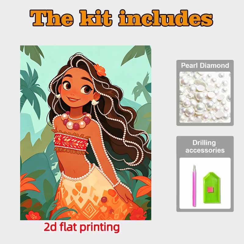 Disney Pearl Painting Moana DIY Pearl Art Painting Pearl Gem Painting Pictures Crafts Special Shape Home Wall Decoration