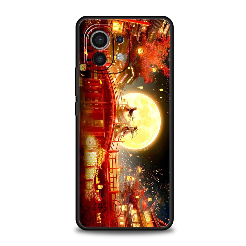 Phone Case Cover for Xiaomi Poco F7 F6 F5 F4 F3 X7 X6 X5 X4 X3 NFC M4 C51 C55 GT Pro 5G Soft TPU Chinese Architecture Landscape