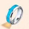 Fashion trendy men's titanium steel ring, shell patch dripping turquoise ring