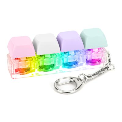 Keyboard Key Toy Party Stress Relief DIY Mechanical Keyboard Button Keycap Fidget Toys with LED Light Keychain Keyboard Caps Toy