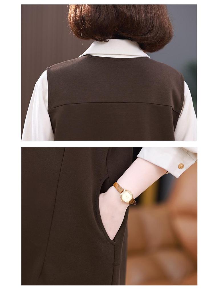 2024 French Chic Sleeveless Vest Dress: Plus Size Mother's Spring & Autumn Fashion