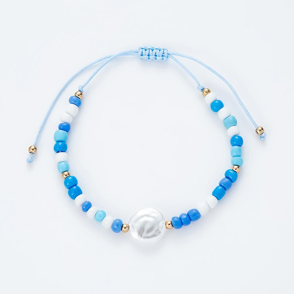 Adjustable Woven Rope Bracelet Multicolor Glass Beaded with Simulated Pearl Boho Style Jewelry