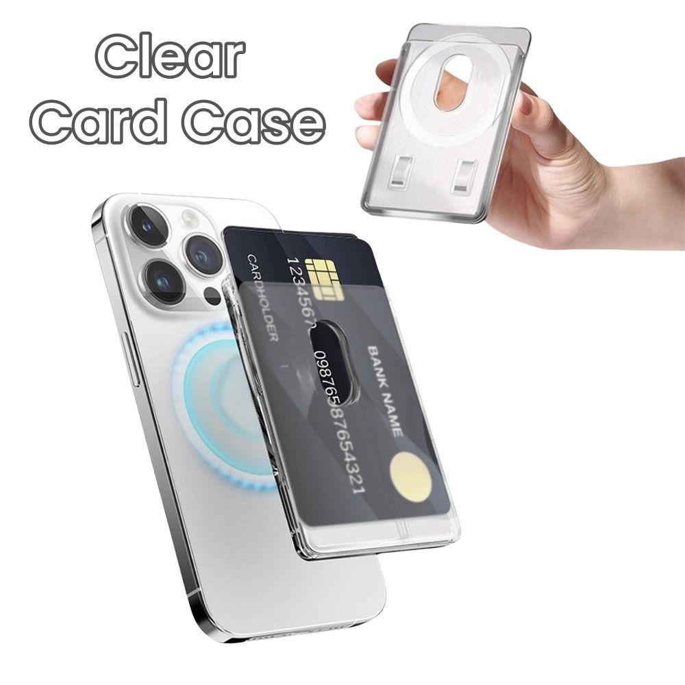 Magnetic Card Holder Plastic Strong Adsorption Phone Bag Portable Magsafe Clear Wallet for iPhone 16 15 Pro Max 14 13 12