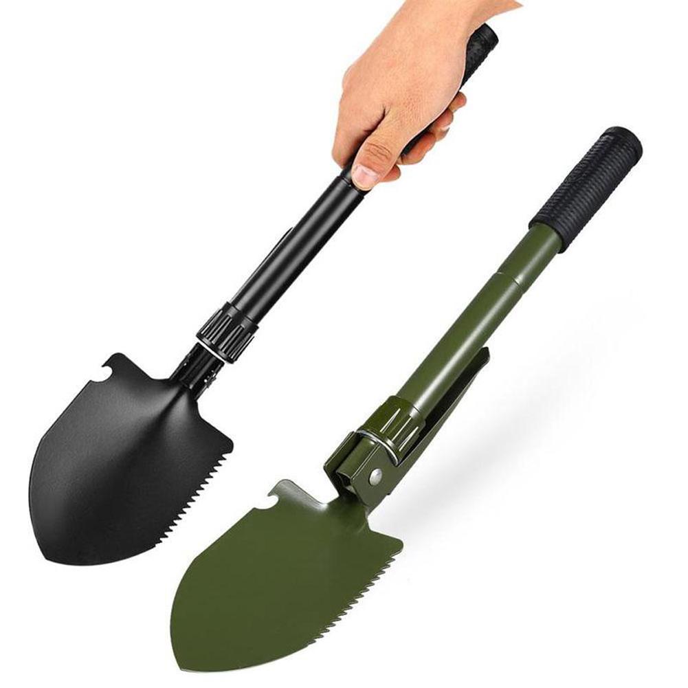 Collapsible Shovel With Compass Multifunctional Tactical Shovel With Zipper Bag Anti-slip Handle Garden Tool