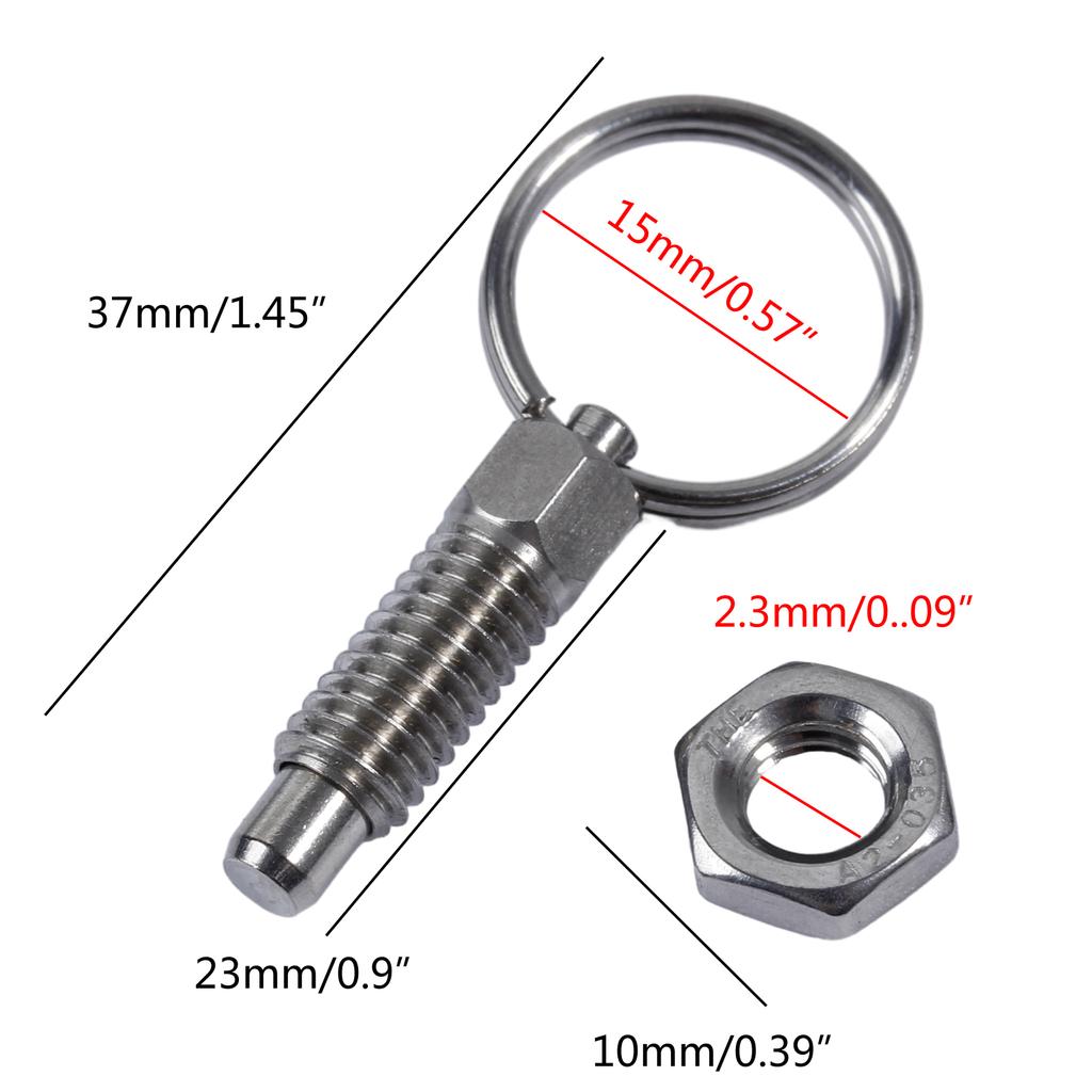 4 Pcs Pull Ring Indexing Plunger Non Lock-Out Knob Plunger Stainless Steel Spring-Loaded Plunger Mechanic Accessories