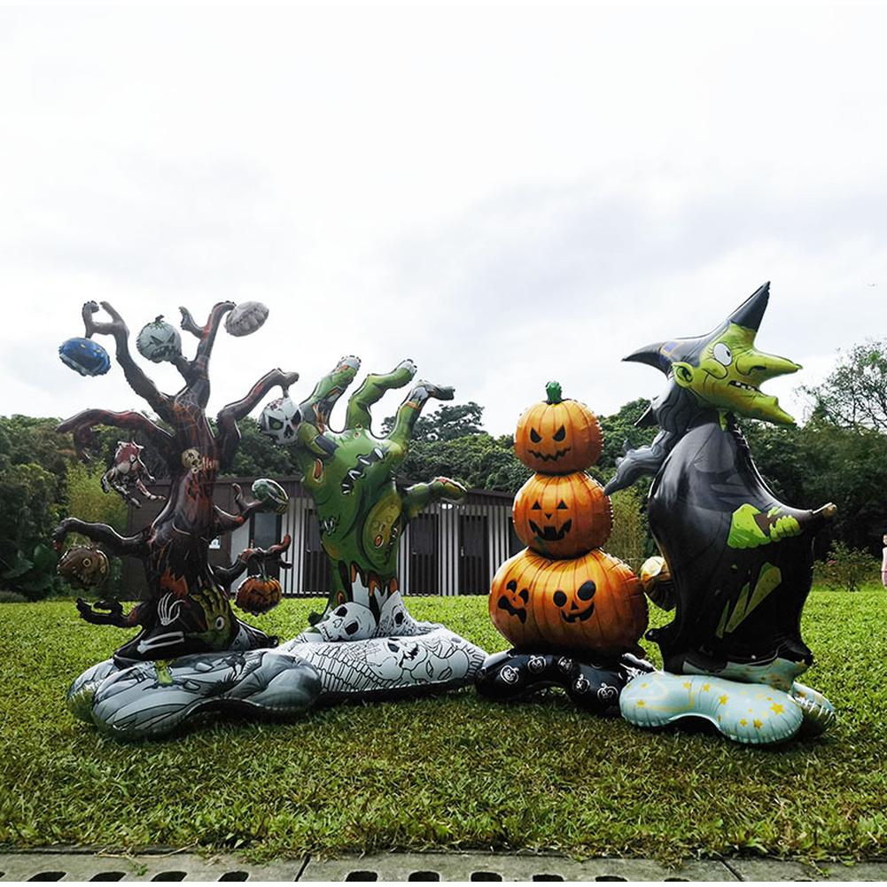 Halloween Decor Balloons Halloween Large Pumpkin Dead Tree Witch Hand Aluminum Foil Balloons Self-Standing Balloons For Party Indoor Outdoor