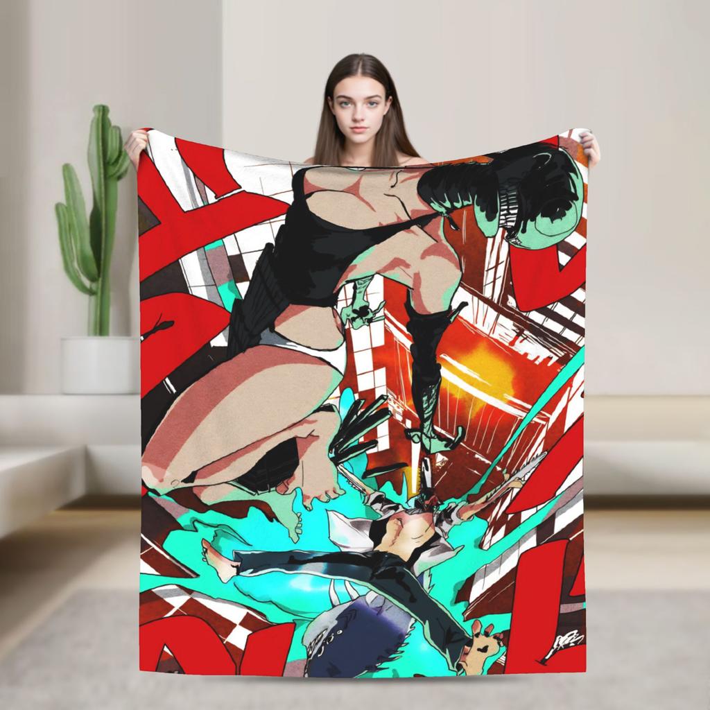 Chainsaw Man Reze Blankets Quality Soft Bedding Throws Winter Airplane Travel Living Room Funny Bedspread