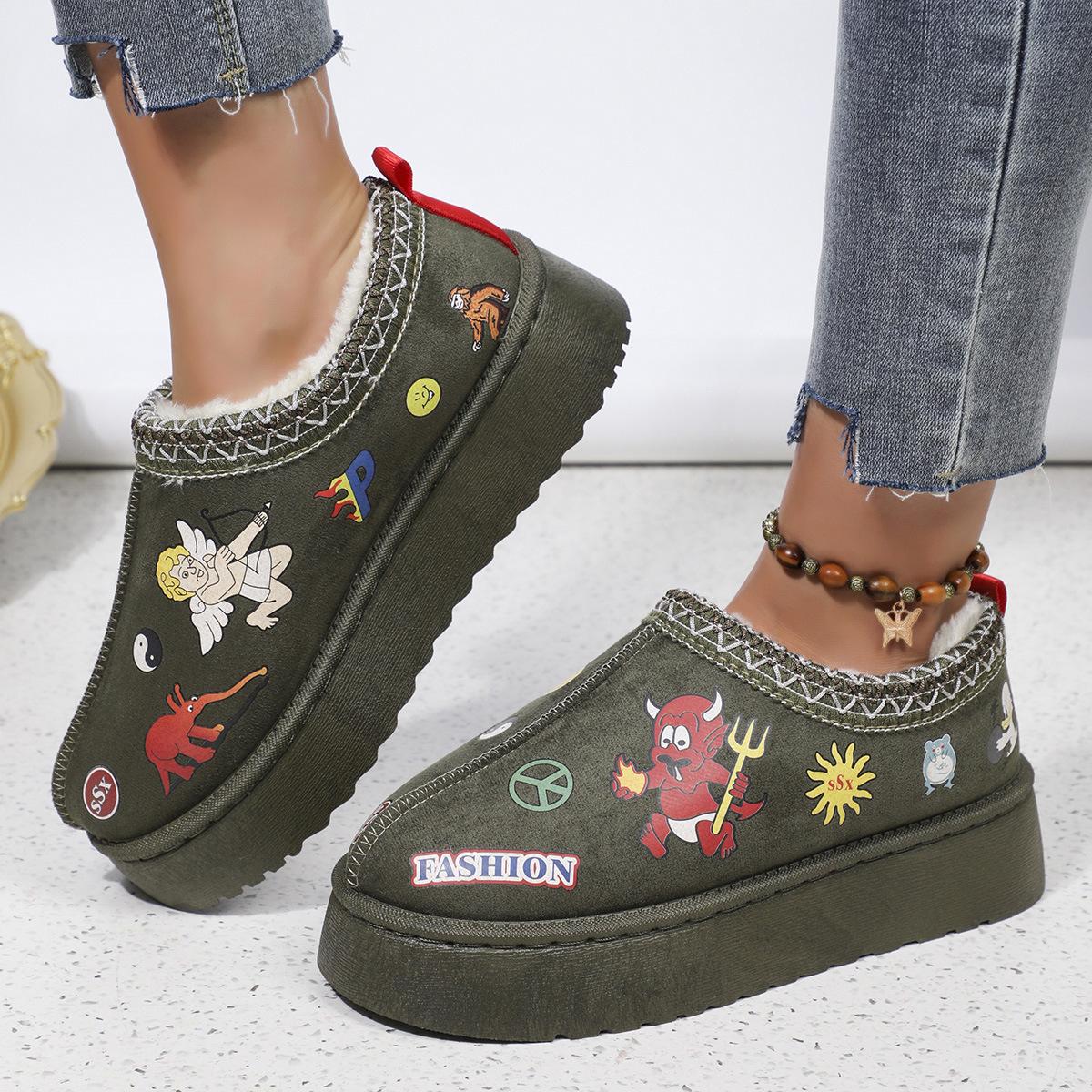 

New foreign trade snow boots wear non-slip fluffy shoes 2024 popular fur integrated fleece thickened cotton slippers women 36 темно-коричневого кольору