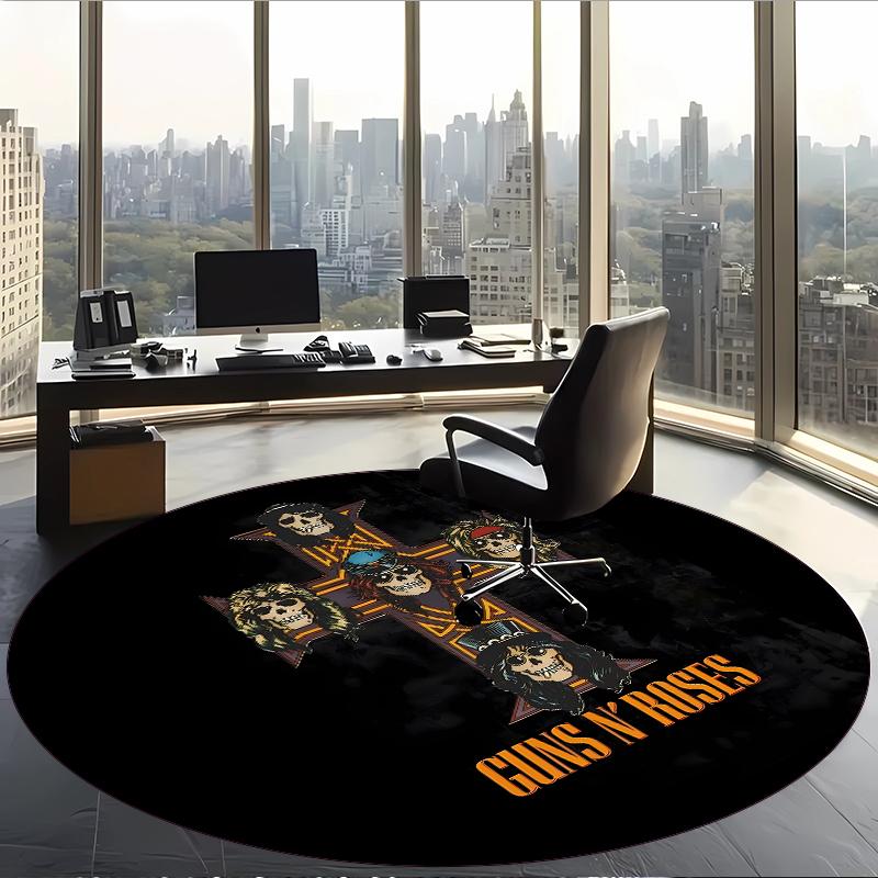 Guns N Roses (1) Round Office Rug Decorative Floor Rug for Office Bedroom Living Room and Home Space