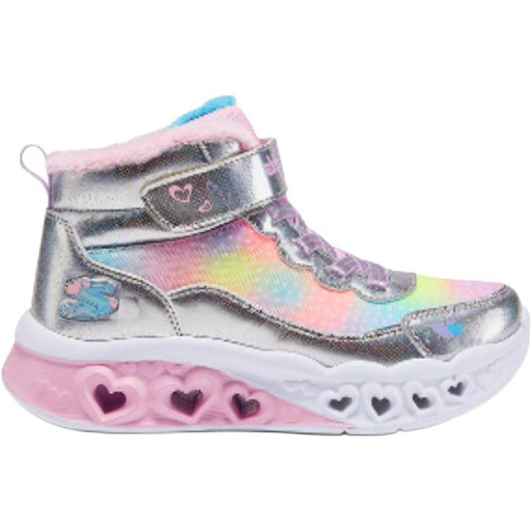 Skechers Mädchen Leder Rutschfest Stoßdämpfend High-Top Stiefel Kinderstiefel Silber 302677L-SMLT