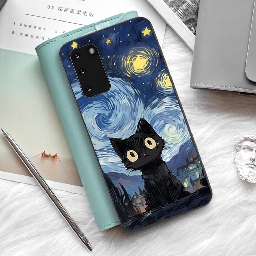 Starry Sky Cat Phone Case For Samsung S 9 10 20 21 22 23 30 23 24 Plus Lite Ultra FE S10lite Fundas