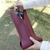V-shaped Handle Wine Holder Faux Leather Tote Bag, Portable Carrier Pouch, Waterproof Packaging Bag Single Bottle Protector Sleeve for Champagne Beer