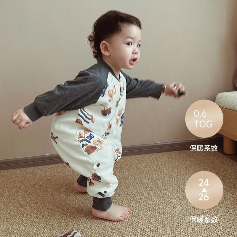 Baby Long Sleeve Sleep Sack 6-Layer Bamboo Cotton Split Leg Anti-Kick Blanket Fall
