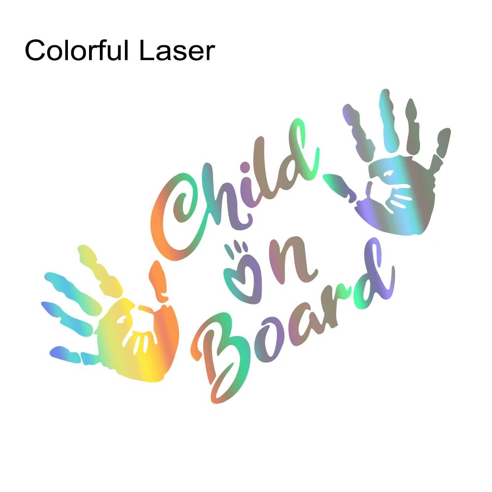 Child On Board Car Window Sticker Truck Door Decals Self-Adhesive Vinyl Palm Print Graphics Windshield Sign Decor Accessories