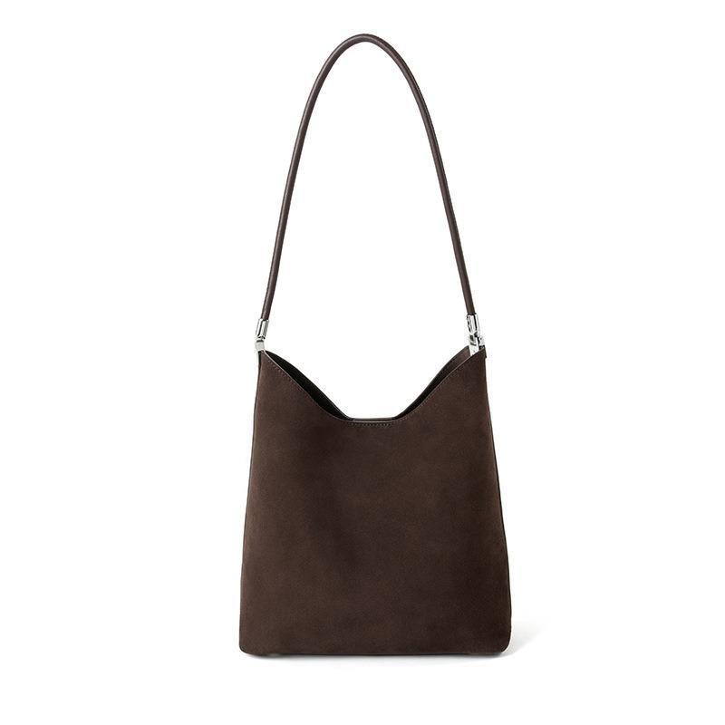 Hot-selling Bags Women's Autumn and Winter New High-mercerized Matte Cowhide Bucket Bag Retro Commuter Shoulder Bag