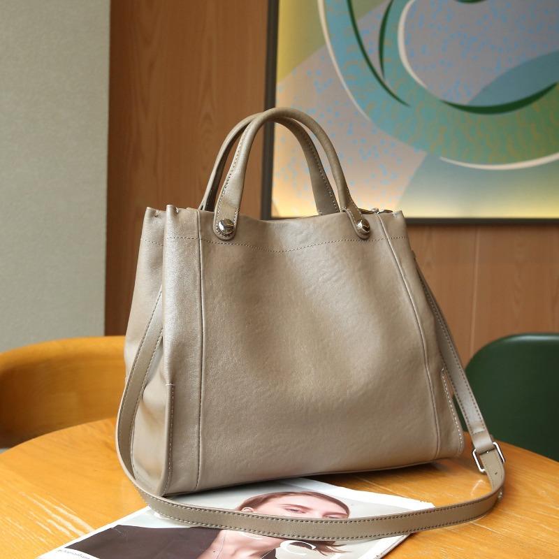 French Fashion Trend Genuine Leather Tote Bag, Shoulder Bag, Large Capacity Handbag