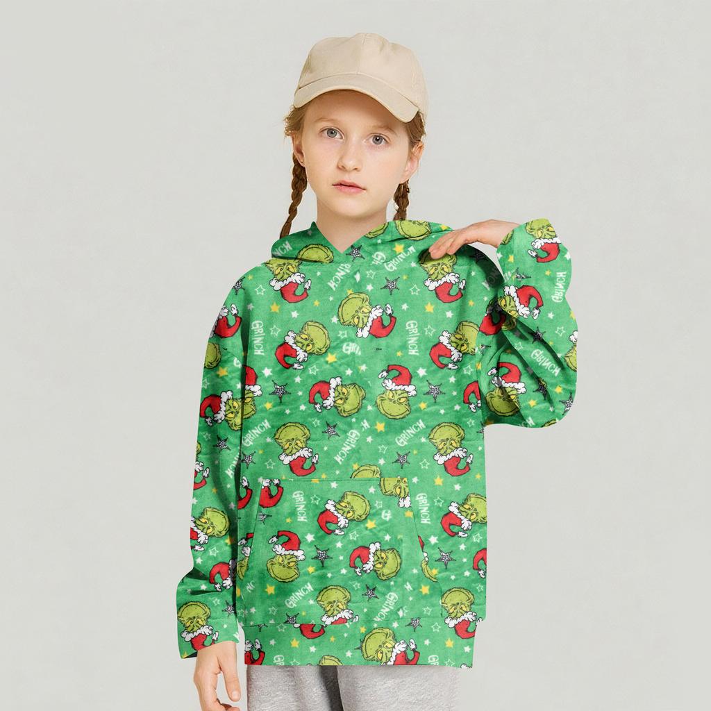 Children's Long-sleeved Loose-fitting Pullover Hoodie With Drawstring And Solid Color