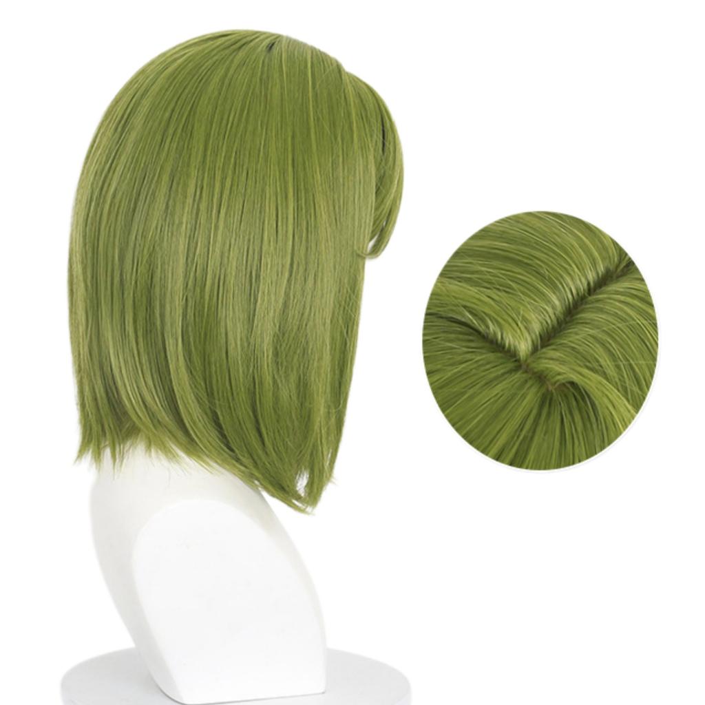 Women Cosplay Wig Green Short Hair Heat Resistant Halloween Party Prop Cosplay Women