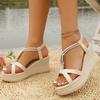 Fashion Women's Sandals Summer Solid Casual Elastic Band Roman Sandals for Women 2025 Wedges Woman Sandles Beach Open Toes Women's Shoes
