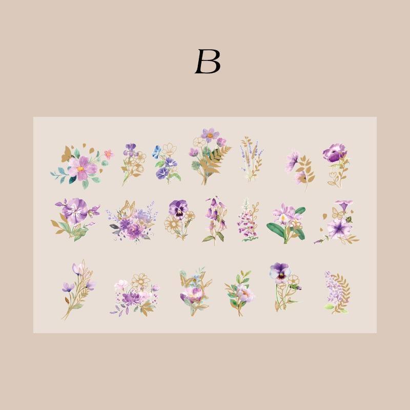 

40 шт./пакет, эстетические цветочные наклейки, набор свежих растений, ручная работа, материал «сделай сам», декоративные канцелярские наклейки B