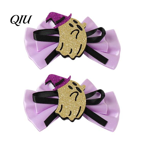Funny Halloween Clips 1 Pair Girl Hairpins, Anti-Slip Clip Design Bang Hair Pins, 3D Bow Decorative Hairpin Pumpkin Skull Eyes Shape Clips,