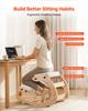 Ergonomic Kneeling Chair, Wooden Posture Knee Chair with Adjustable Thick Foam Cushions & Solid Wood Frame, Adjustable Height, Relief for Neck or Back