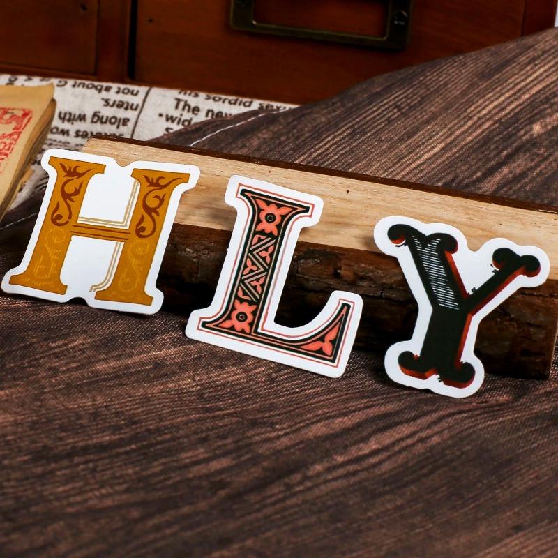 52pcs Vintage Letters Mini Box Stickers Scrapbooking Junk Journal Creative Stationery Decorative Sealing Stickers