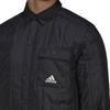 adidas Jednolity kolor Pikowany Nadruk logo z literami Polo Zapinana na guziki Kurtka z długim rękawem Męska kurtka Czarna HG8706