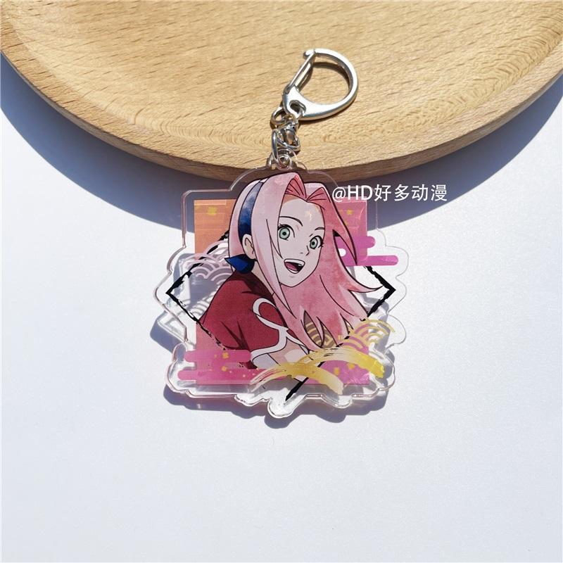 Anime Naruto Acrylic Keychain Accessaries Uzumaki Naruto Cartoon Keyring