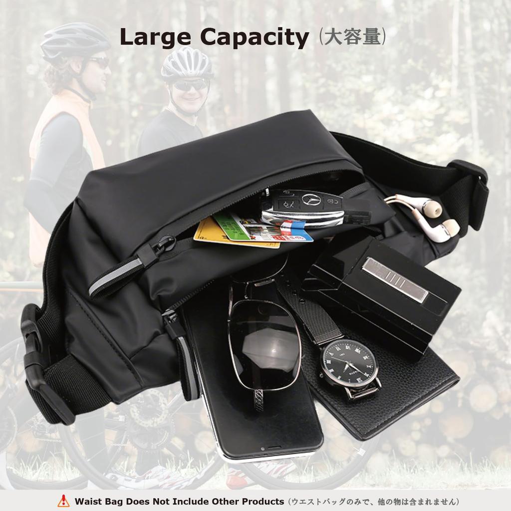 YAPJEB Waist Large with Earphone Multifunctional for and Outdoor Activities Water-Repellent Pouch, Capacity, 3-Way, Lightweight, Hole, Running,