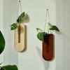 Wooden Hanging Planters Bohemia Wall Plant Propagation Terrarium Flower Tube Vase with Wood Stand, Indoor Propagator for Plants