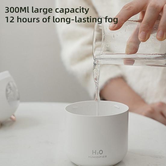 Umidificator USB Capacitate Mare 2 Moduri de Pulverizare Oprire Automată Zgomot Redus Umidificator de Aer în Formă de Pisică Difuzor de Uleiuri Esențiale cu Lumină de Noapte