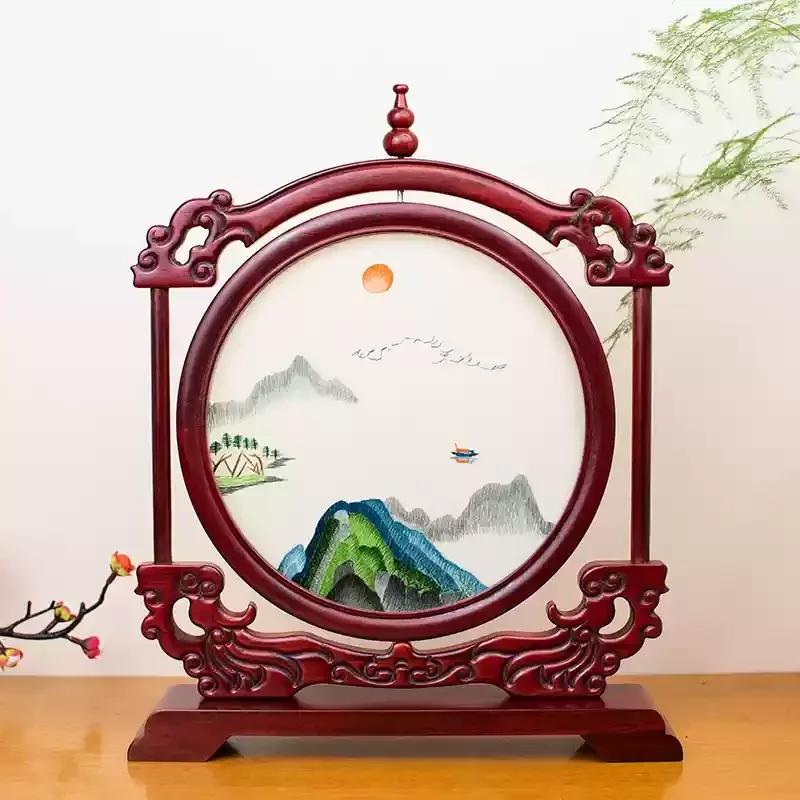 Suzhou Embroidery Living Room Decoration Advanced Sense Of Handicraft Office Decorative Screen Light Luxury Chinese Home Gift