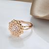 New  Rose Gold Flower Big Ring Fashion Creative Wedding Jewelry Natural Zircon Women Ring Unusual Vintage Jewelry