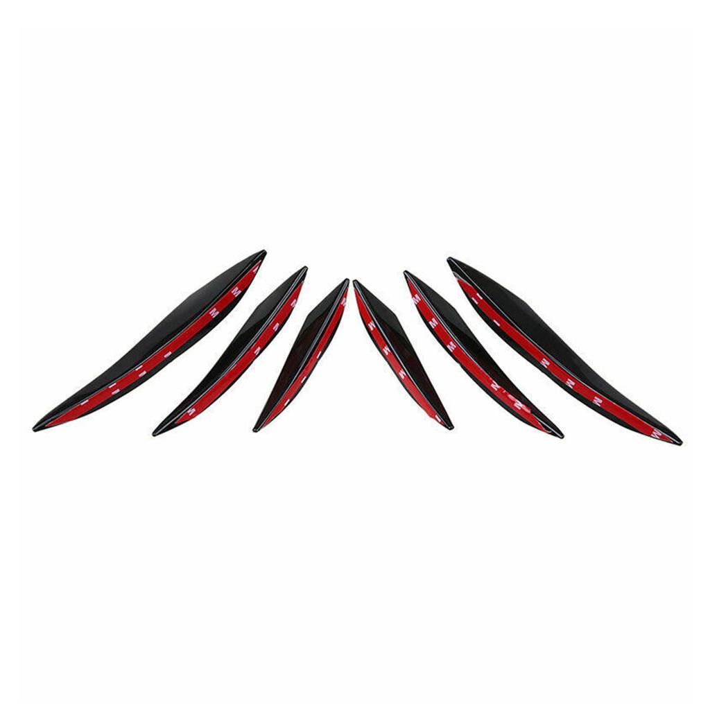 6pcs Universal Gloss Black Car Auto Front Bumper Fins Spoiler Canards Refit