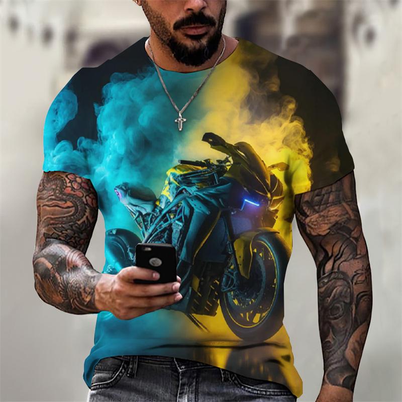 New Cool Motorcycle 3D Printed T-Shirt Men Women Chilren Fashion Short Sleeve Colours Pattern Boys Casual Unisex Streetwear Tees