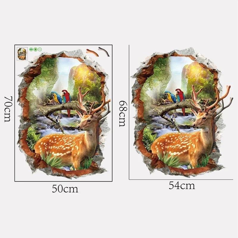 Cartoon Deer 3D Wall Sticker Living Room Kitchen Decoration Decals Art Sticker Poster